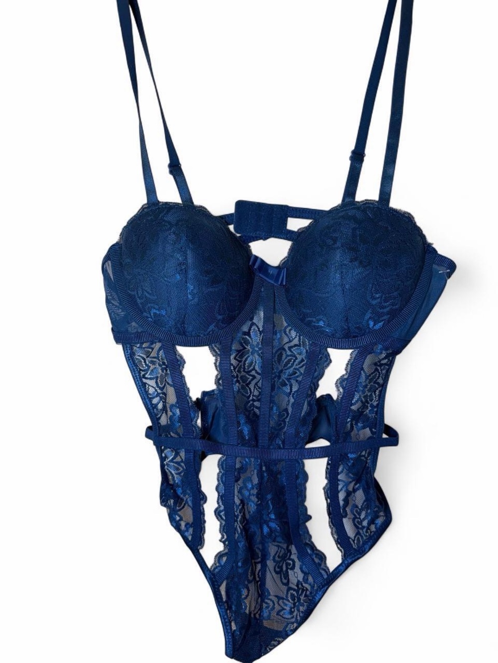 Navy Lace Underwire Bodysuit Lingerie - Unbranded